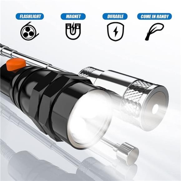 Telescoping Magnetic Pick Up Tool Kit, 360 Swivel Adjustable Mirror & Flexible - Picture 2 of 7